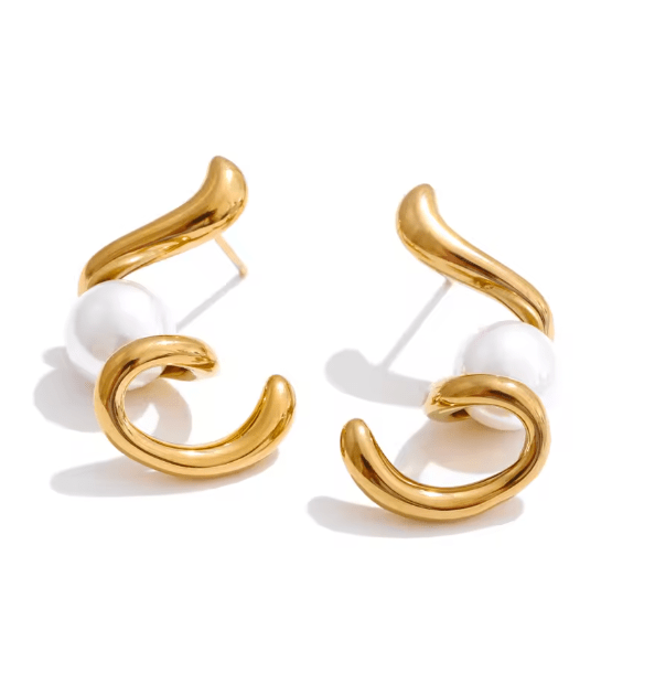 WINDING PEARL EARRING - GOLD