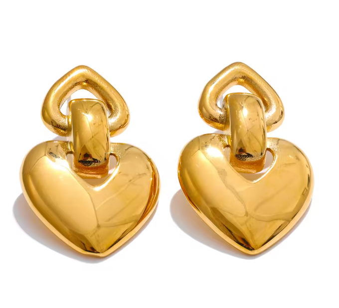 SUPERMODEL DOUBLE HEART EARRING GOLD