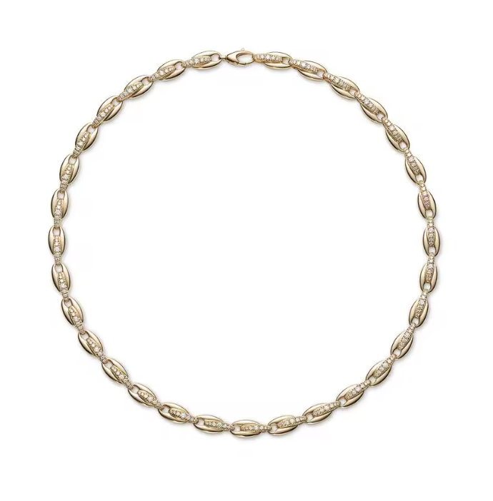 GENESIS PAVE BEAN NECKLACE - GOLD