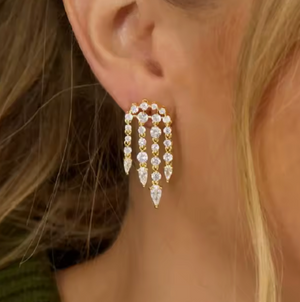 GENESIS DRAPED WATERFALL EARRING - RHODIUM