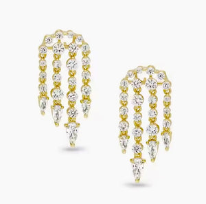 GENESIS DRAPED WATERFALL EARRING - RHODIUM