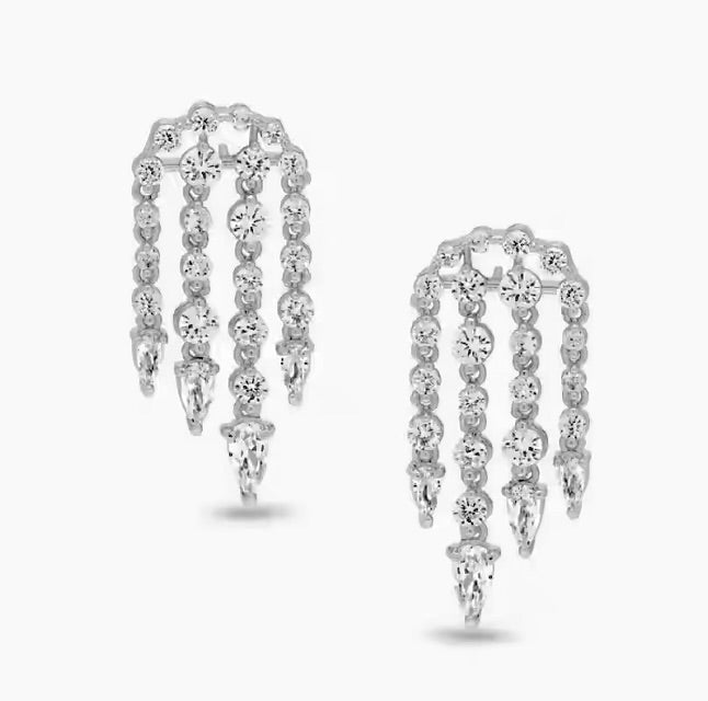 GENESIS DRAPED WATERFALL EARRING - RHODIUM