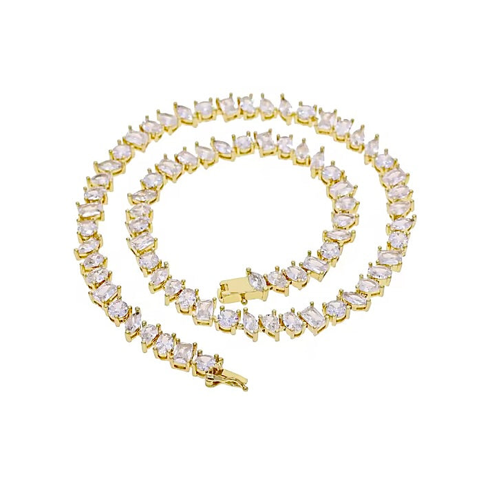 GENESIS JAGGED EDGE TENNIS NECKLACE - GOLD