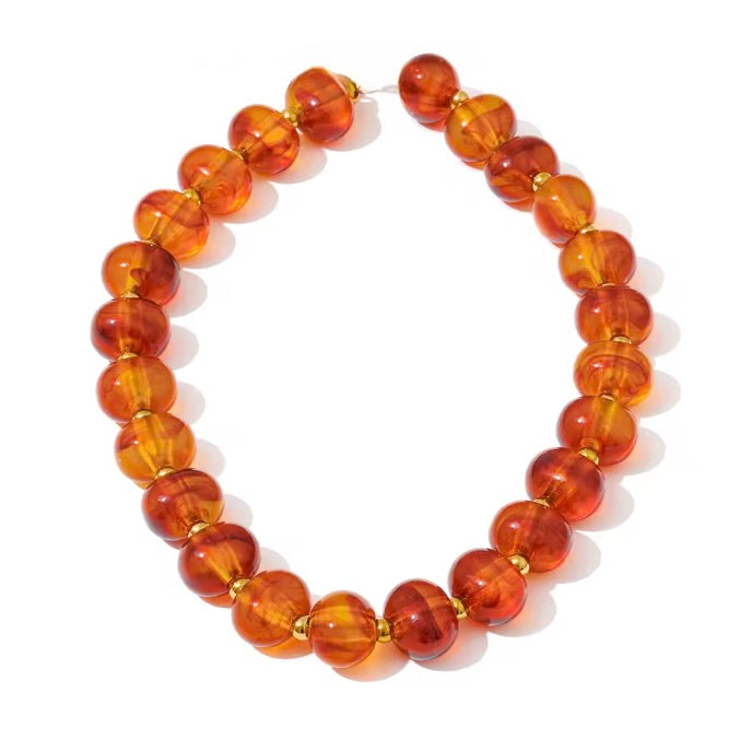 PALM BEACH RESIN BEAD CHOKER - AMBER