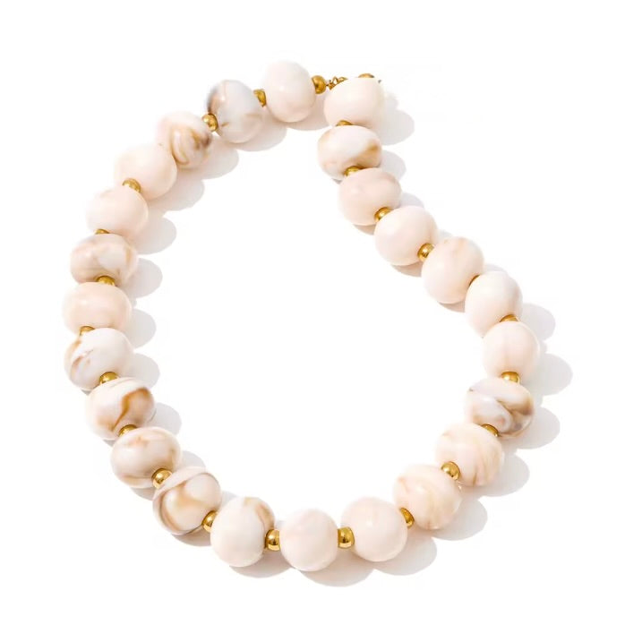 PALM BEACH RESIN BEAD CHOKER - LIMESTONE