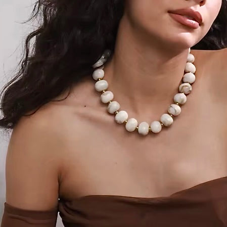 PALM BEACH RESIN BEAD CHOKER - LIMESTONE