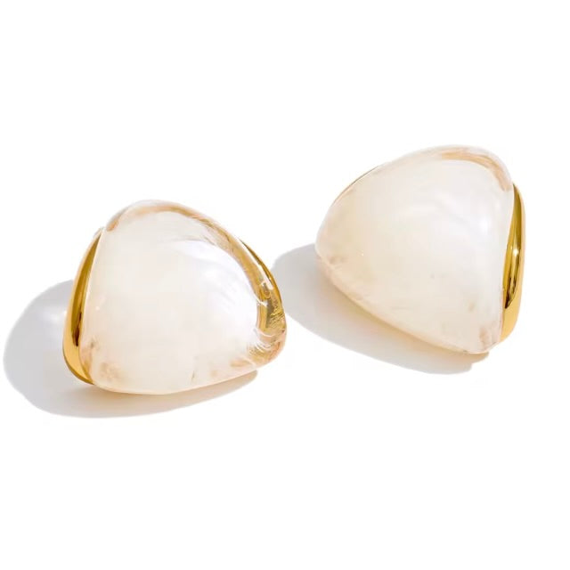 PALM BEACH RESIN HUGGIE EARRING - CLOUD