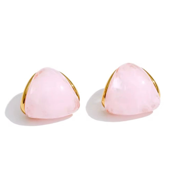 PALM BEACH RESIN HUGGIE EARRING - BLUSH