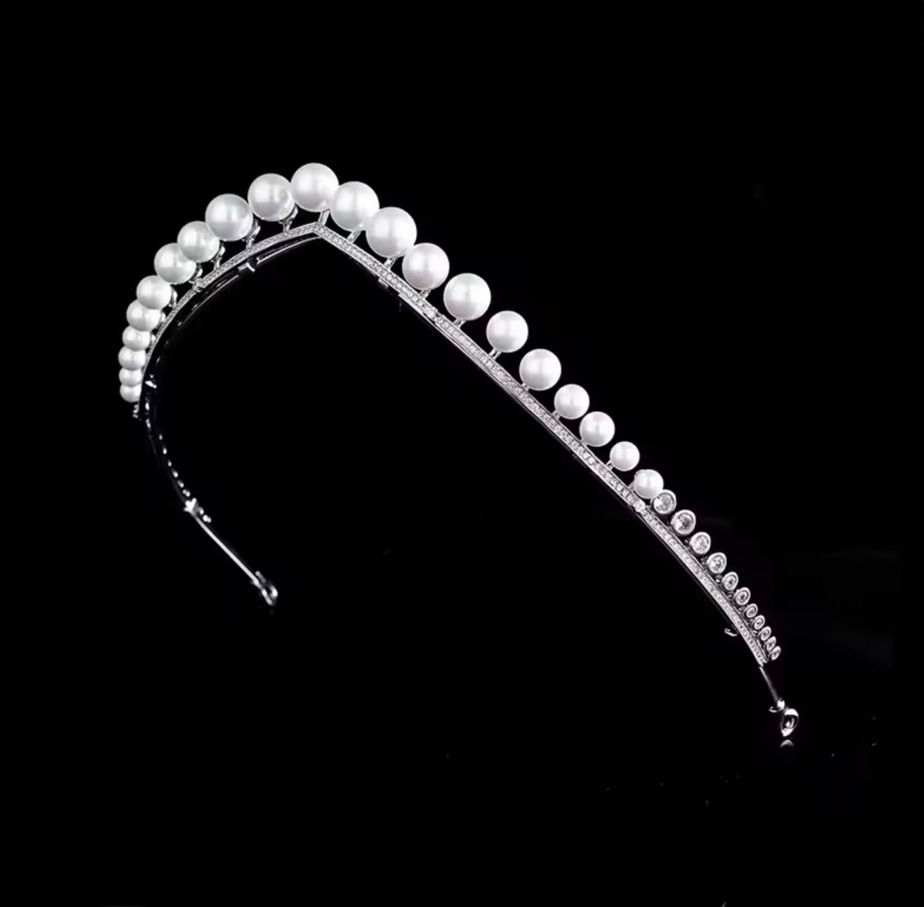 DOTTED PEARL PAVÉ ESTATE HEADBAND/TIARA