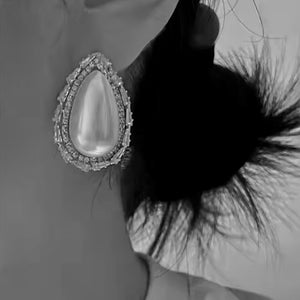 90s TEARDROP PEARL BUTTON ESTATE EARRING - GOLD