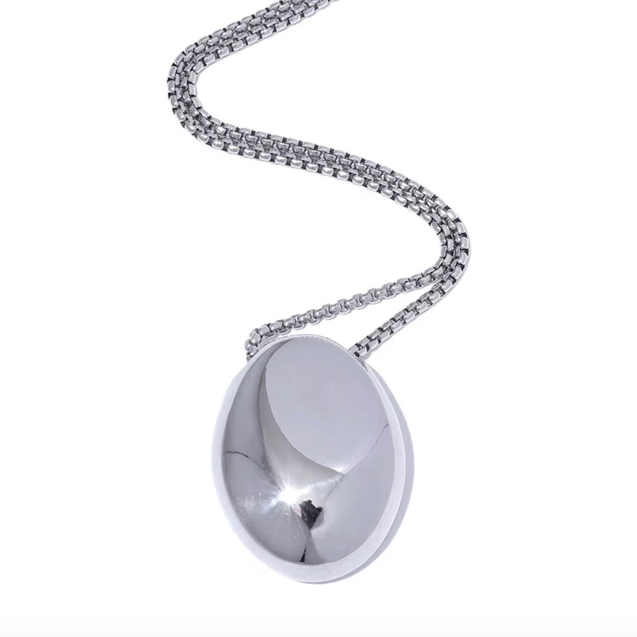 RIVER STONE LONG PENDANT - SILVER
