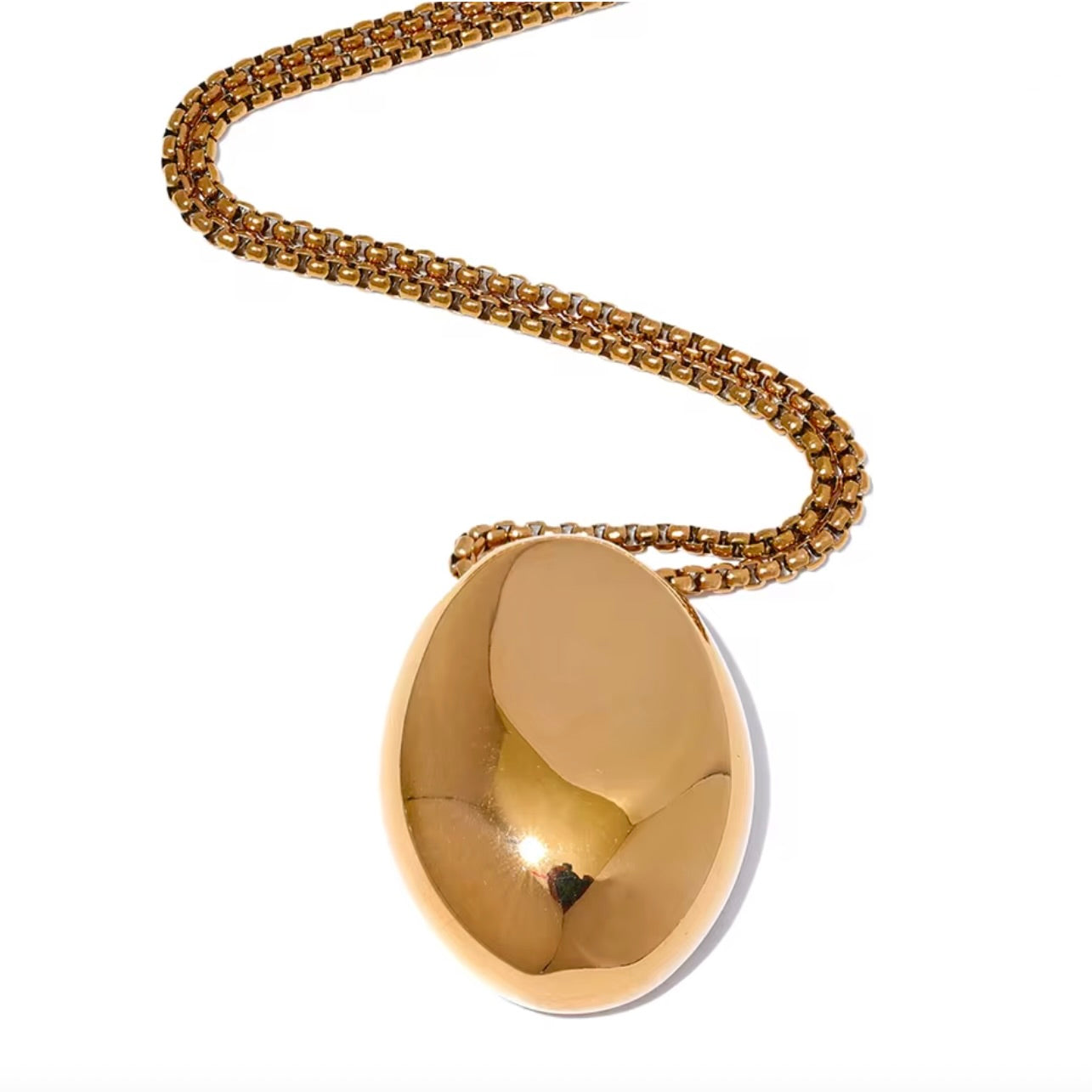 RIVER STONE LONG PENDANT - GOLD