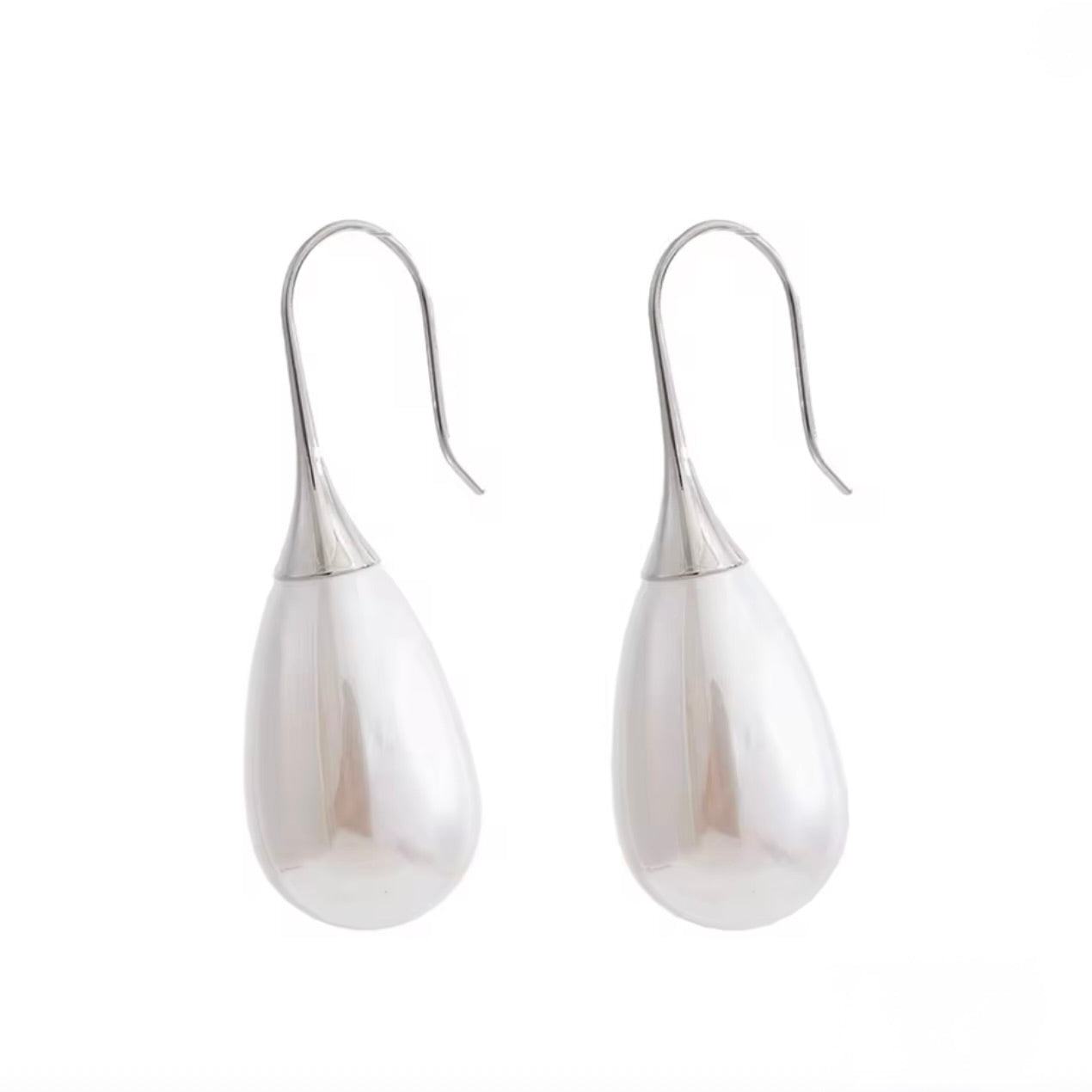 MODERN DROP PEARL EARRING - SILVER