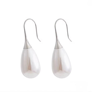 MODERN DROP PEARL EARRING - SILVER