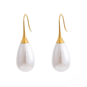 MODERN DROP PEARL EARRING - SILVER