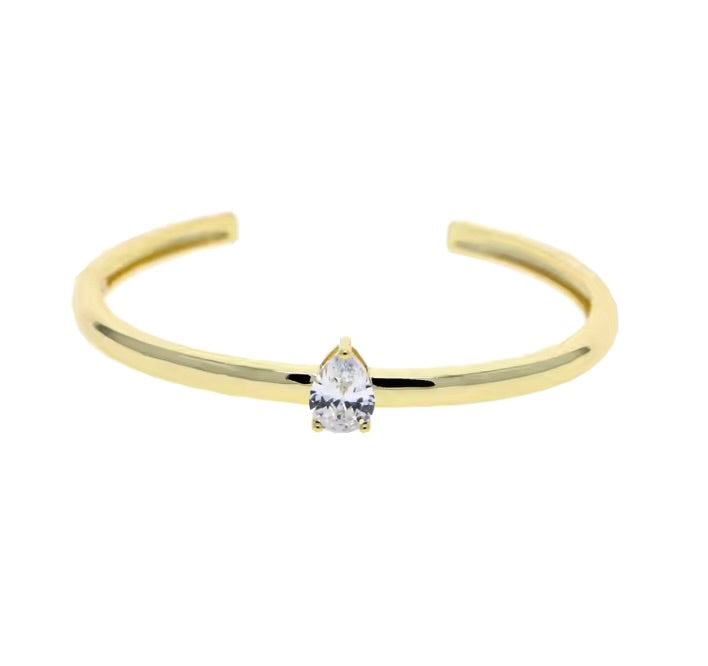 GREENWICH HINGE SOLITAIRE CUFF GOLD - PEAR CUT