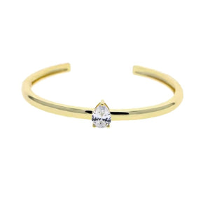 GREENWICH HINGE SOLITAIRE CUFF GOLD - PEAR CUT