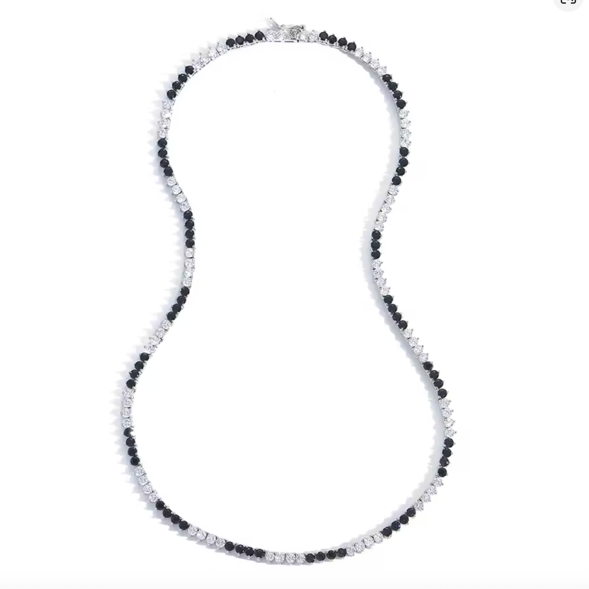 GRACE 3MM TENNIS CHAIN - JET/DIAMOND COLORBLOCK