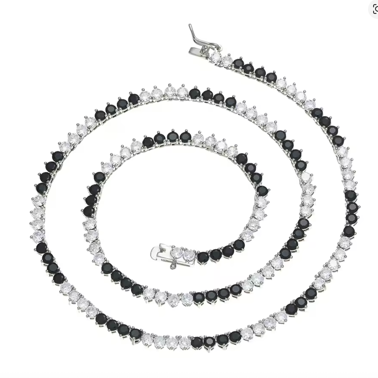 GRACE 3MM TENNIS CHAIN - JET/DIAMOND COLORBLOCK