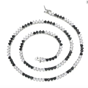 GRACE 3MM TENNIS CHAIN - JET/DIAMOND COLORBLOCK