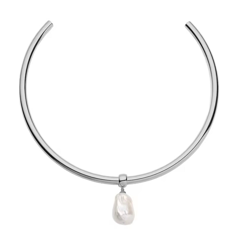 PEARL TORQUE COLLAR SILVER