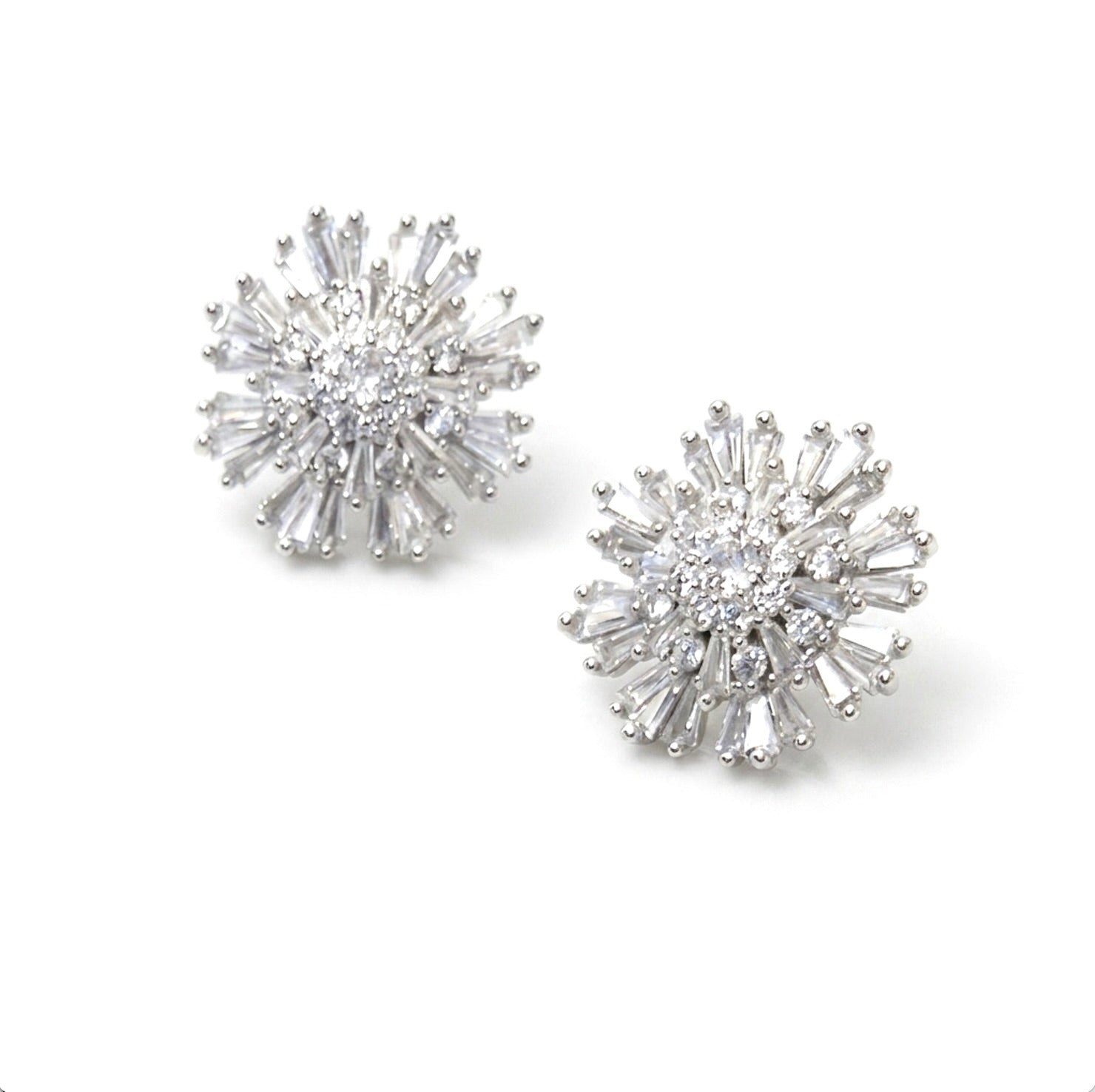 STARBURST BUTTON EARRINGS - RHODIUM DELICATES