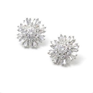 STARBURST BUTTON EARRINGS - RHODIUM DELICATES