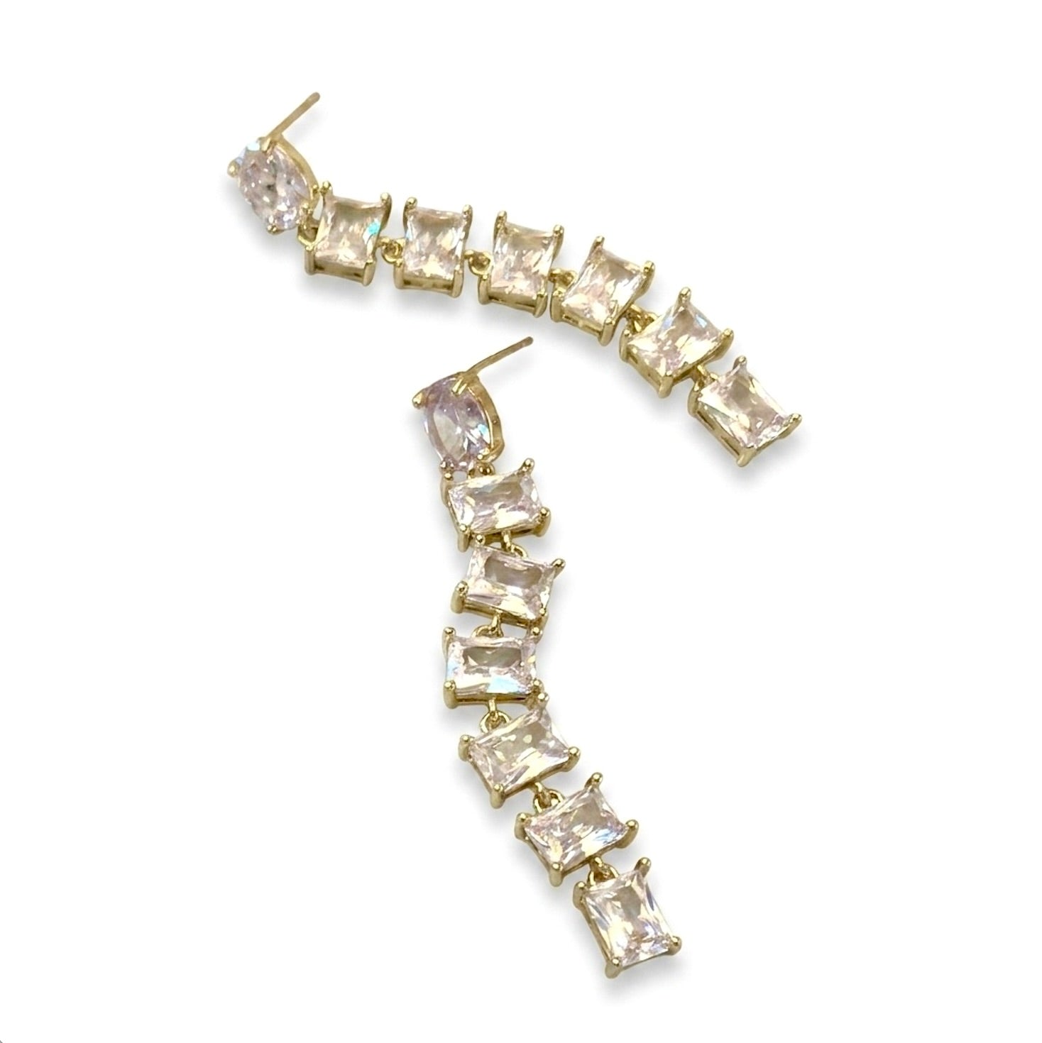 LINEAR MIXED STONE DROP EARRINGS