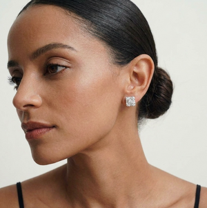MINI GRID CLUSTER STUDS - rhodium