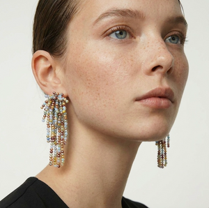 WEEPING WILLOW HAND BEADED EARRING - SUNSET CONFETTI
