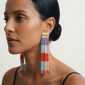 MADRAS HAND BEADED EARRING
