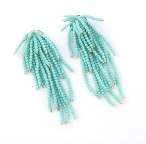 WEEPING WILLOW HAND BEADED EARRING - TURQUOISE