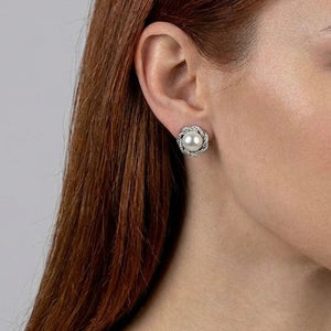 BELLA PEARL BUTTON EARRINGS - GOLD