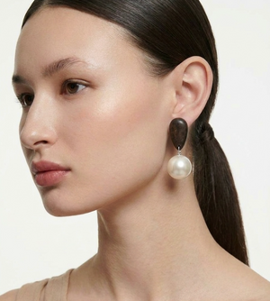 MAYA WOOD AND PEARL EARRING - MAUVE