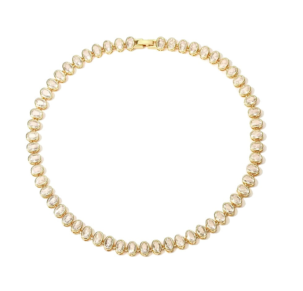 MADISON OVAL CUT BEZEL SET NECKLACE - GOLD PREORDER