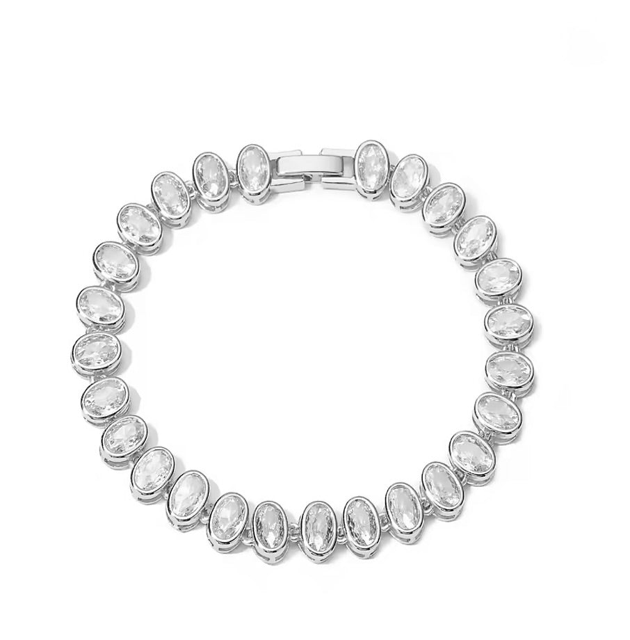 MADISON OVAL CUT BEZEL SET BRACELET - RHODIUM PREORDER
