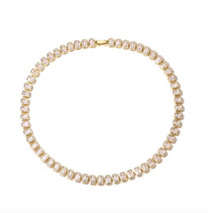 LEXINGTON EMERALD CUT BEZEL SET NECKLACE - GOLD