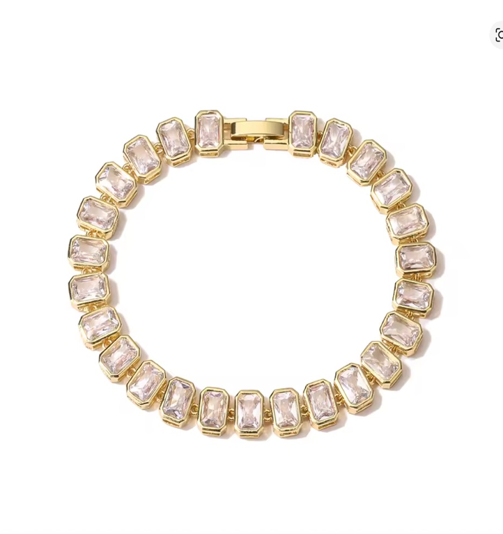 LEXINGTON EMERALD CUT BEZEL SET BRACELET - GOLD