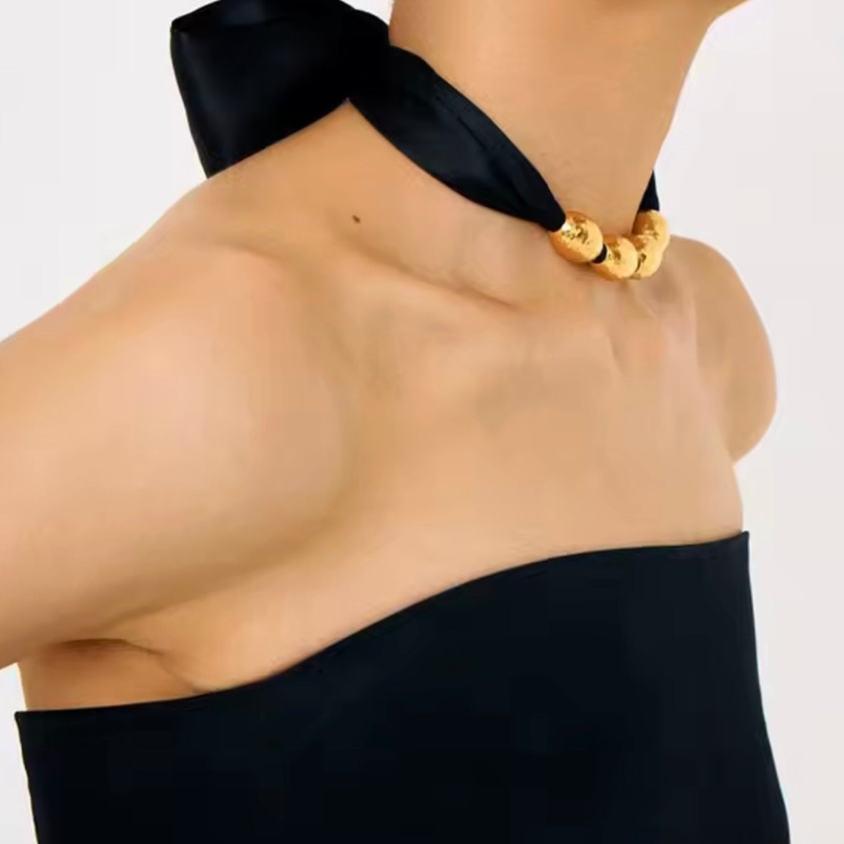 RIBBON SASH NECKLACE  - GOLD