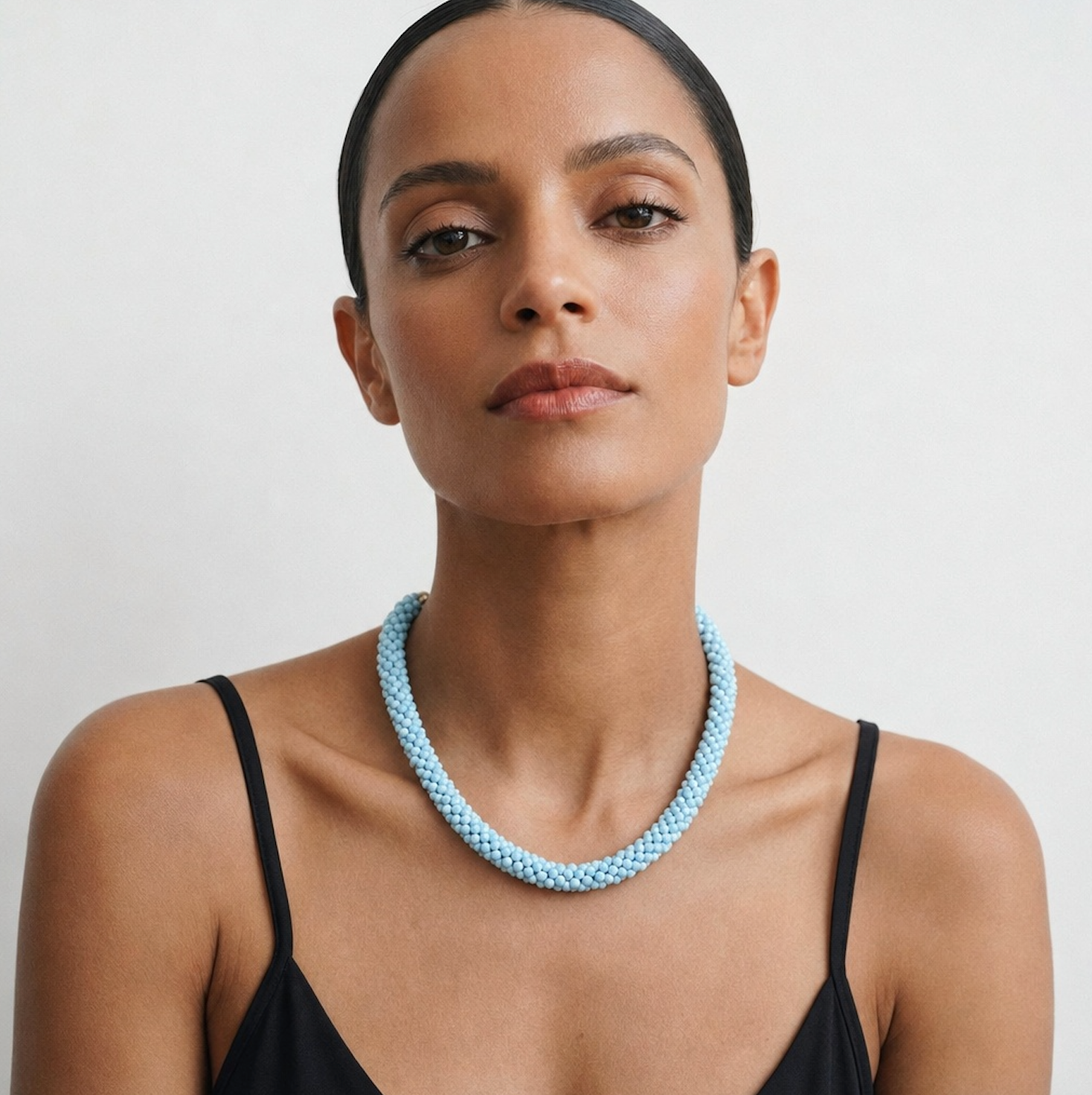 ROCK CANDY HAND BEADED COLLAR NECKLACE - POOL