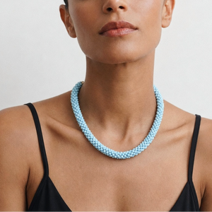 ROCK CANDY HAND BEADED COLLAR NECKLACE - POOL