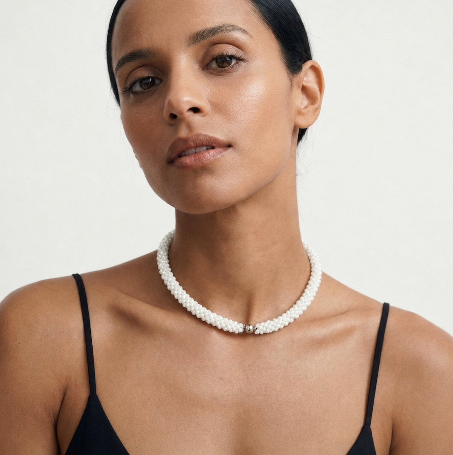 ROCK CANDY HAND BEADED COLLAR NECKLACE - OYSTER
