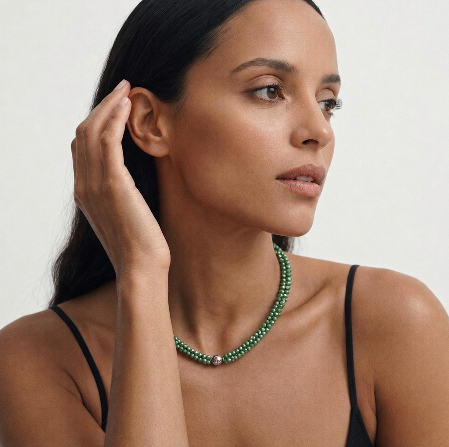 ROCK CANDY HAND BEADED COLLAR NECKLACE - GRASS