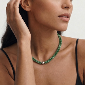 ROCK CANDY HAND BEADED COLLAR NECKLACE - GRASS