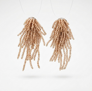 WEEPING WILLOW HAND BEADED EARRING - SAND