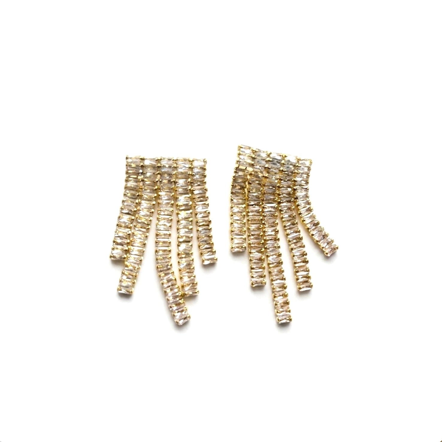 DANCING BAGUETTES FRINGE EARRING - GOLD