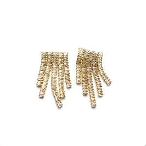DANCING BAGUETTES FRINGE EARRING - GOLD