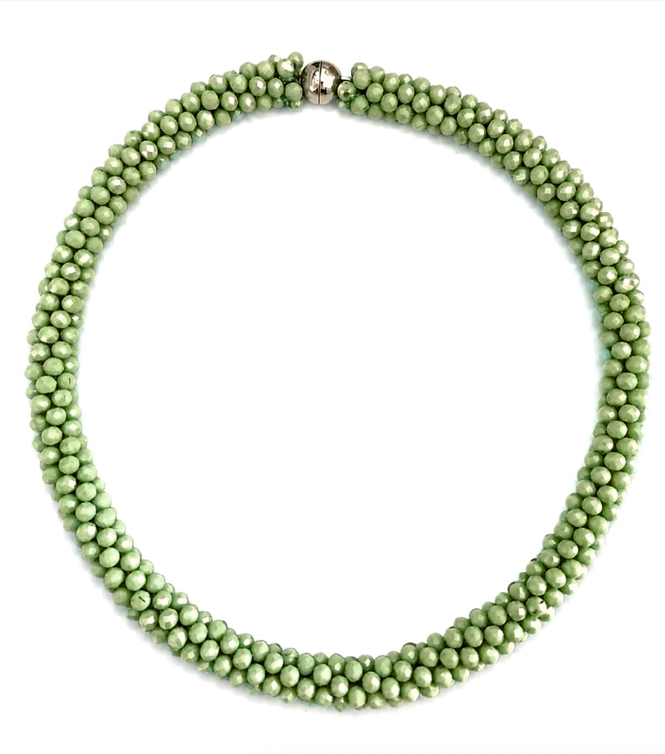 ROCK CANDY HAND BEADED COLLAR NECKLACE - AVOCADO