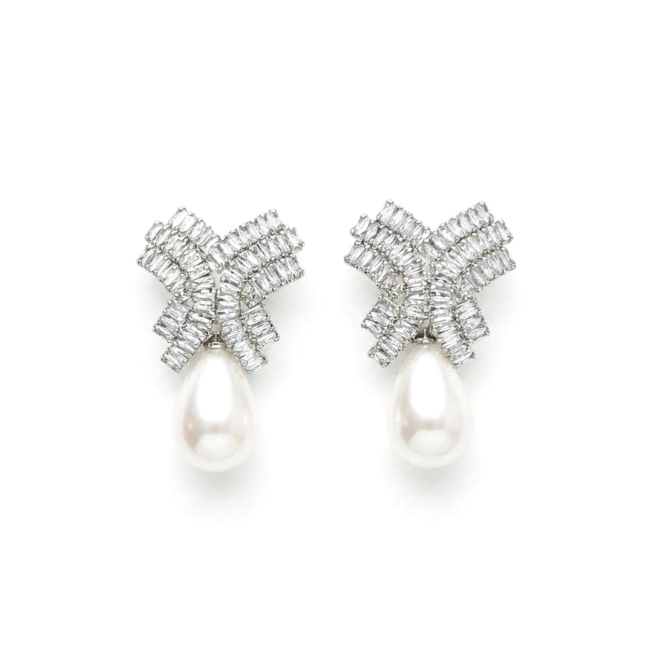 MAYAN MAZE BAGUETTE AND PEARL DROP EARRING