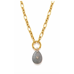 SULLIVAN STREET VARIATED CHAIN AND STONE PENDANT - LABRADORITE